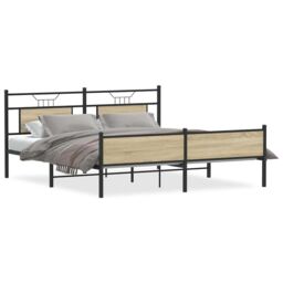 Berkfield Home Metal Bed Frame without Mattress Sonoma Oak 160x200 cm in Brown - thumbnail 2