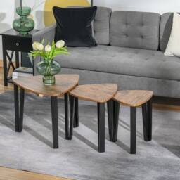Wyld Haus Coro Set of 3 Triangle Nesting Coffee Tables Walnut Wood Grain Tops - thumbnail 3