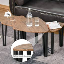 Wyld Haus Coro Set of 3 Triangle Nesting Coffee Tables Walnut Wood Grain Tops - thumbnail 7