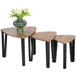 Wyld Haus Coro Set of 3 Triangle Nesting Coffee Tables Walnut Wood Grain Tops - thumbnail 2