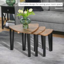 Wyld Haus Coro Set of 3 Triangle Nesting Coffee Tables Walnut Wood Grain Tops - thumbnail 5