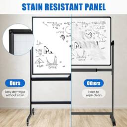 Costway Double Sided Magnetic Whiteboard Adjustable Mobile Revolving Board with Magnets in Black - thumbnail 3
