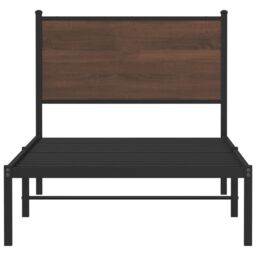Berkfield Home Metal Bed Frame without Mattress Brown Oak 80x200 cm - thumbnail 5