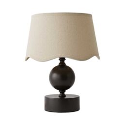 ValueLights Anthony Candlestick Table Lamp with Linen Scallop Lamp Shade in Brown - thumbnail 3