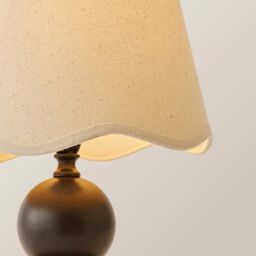 ValueLights Anthony Candlestick Table Lamp with Linen Scallop Lamp Shade in Brown - thumbnail 4