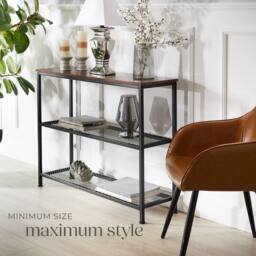 tectake Console Table Bristol - With Tabletop & 2 Wire Shelves in Dark Brown - thumbnail 7