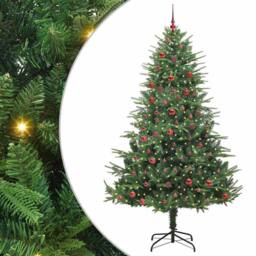 Berkfield Home Artificial Pre-lit Christmas Tree with Ball Set Green 210 cm - thumbnail 1