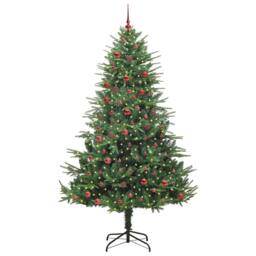 Berkfield Home Artificial Pre-lit Christmas Tree with Ball Set Green 210 cm - thumbnail 2