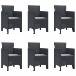 Berkfield Home Modern 7 Piece Garden Dining Set with Cushions Anthracite Poly Rattan - thumbnail 5