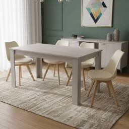 KOSY KOALA Modern Dining Table Set with 4 Cream Chairs Dining Furniture