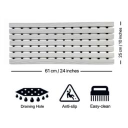 Nicoman PVC Duckboard Anti Slip Shower Mat Bath Mat 61cm x 25cm in Grey - Size: 61 cm x 25 cm - thumbnail 2