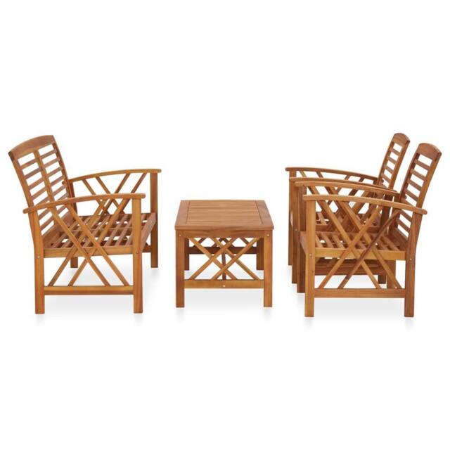 Berkfield Home 4 Piece Garden Lounge Set Solid Acacia Wood in Brown - image 1