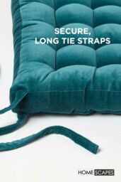 Homescapes Seat Pad Luxury 100% Cotton Velvet Indoor Outdoor Garden Cushion, 40cm in Teal - Size: 40 cm x 40 cm - thumbnail 4
