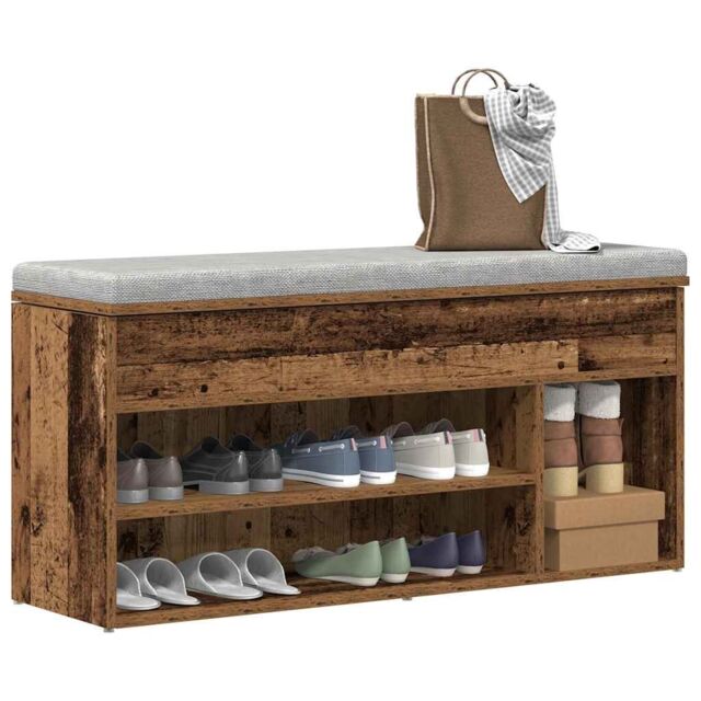 Berkfield Home Shoe Bench Old Wood 102x30.5x45 cm Engineered Wood in Brown - image 1