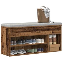 Berkfield Home Shoe Bench Old Wood 102x30.5x45 cm Engineered Wood in Brown - thumbnail 1