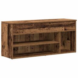Berkfield Home Shoe Bench Old Wood 102x30.5x45 cm Engineered Wood in Brown - thumbnail 2
