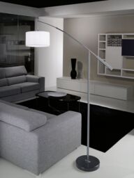 Loops Floor Lamp Light Satin Nickel Shade White Fabric Hoop & Loop Tape Bulb E27 1x60W in Metallics - thumbnail 3
