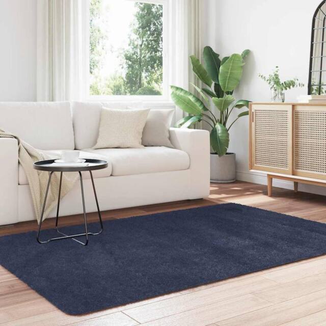 Berkfield Home Shaggy Rug High Pile NAVARRA Navy 130x200 cm Polyester - Size: Medium - image 1