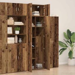 Berkfield Home Storage Cabinet Old Wood 70x42.5x225 cm Engineered Wood in Brown - thumbnail 4