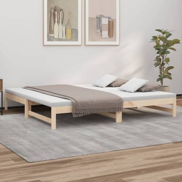 Berkfield Home Pull-out Day Bed 2x(80x200) cm Solid Wood Pine in Brown - image 1