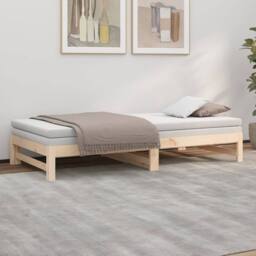 Berkfield Home Pull-out Day Bed 2x(80x200) cm Solid Wood Pine in Brown - thumbnail 4