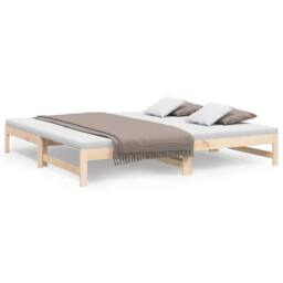 Berkfield Home Pull-out Day Bed 2x(80x200) cm Solid Wood Pine in Brown - thumbnail 2