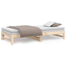 Berkfield Home Pull-out Day Bed 2x(80x200) cm Solid Wood Pine in Brown - thumbnail 5
