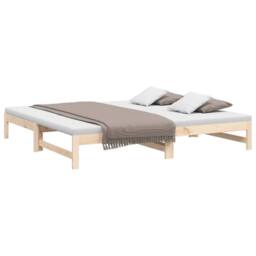 Berkfield Home Pull-out Day Bed 2x(80x200) cm Solid Wood Pine in Brown - thumbnail 3