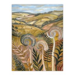 "Artery8 Cleveland Way Yorkshire Hiking Floral Ammonite Wall Art Print in Brown - Size: W12"" x H16""" - thumbnail 1