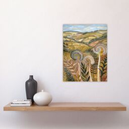 "Artery8 Cleveland Way Yorkshire Hiking Floral Ammonite Wall Art Print in Brown - Size: W12"" x H16""" - thumbnail 4