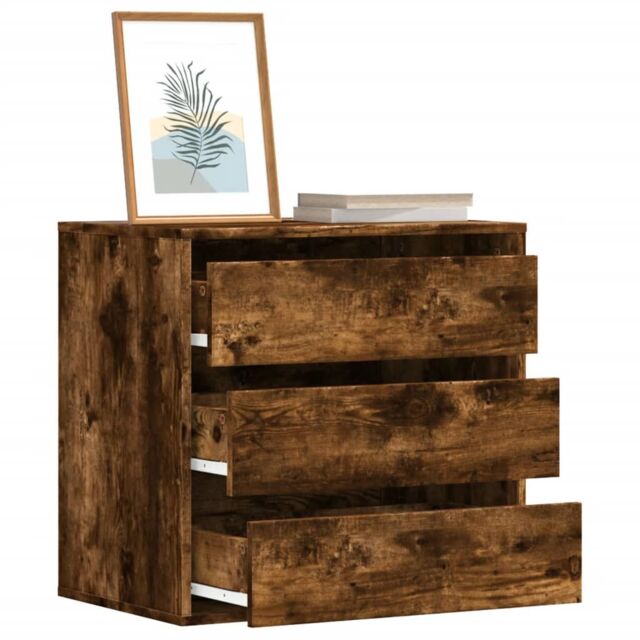 Berkfield Home Corner Chest of Drawers Smoked Oak 60x41x58 cm Engineered Wood in Brown - Size: 60 x 41 x 58 cm - image 1