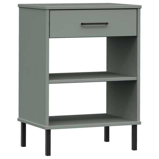Berkfield Home Console Cabinet with Metal Legs Grey Solid Wood Pine OSLO - image 1