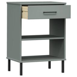 Berkfield Home Console Cabinet with Metal Legs Grey Solid Wood Pine OSLO - thumbnail 5