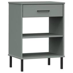 Berkfield Home Console Cabinet with Metal Legs Grey Solid Wood Pine OSLO