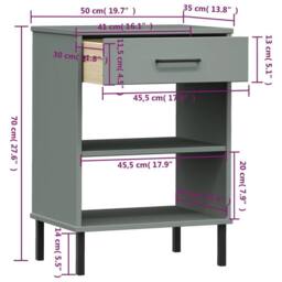 Berkfield Home Console Cabinet with Metal Legs Grey Solid Wood Pine OSLO - thumbnail 8