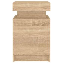 Berkfield Home Beautiful Bedside Cabinet with LED Lights Sonoma Oak 35x39x55 cm in Light Brown - Size: 35 x 39 x 55 cm - thumbnail 8