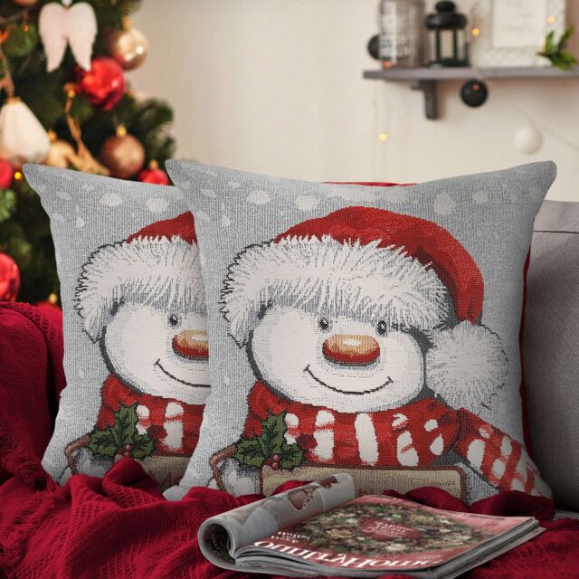 Velosso Merry Christmas Snowman Filled Christmas Cushion - Size: 43 cm x 43 cm - image 1