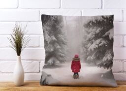 Warren Reed - Designer Little In The Snow Cushions in Red - Size: 60 cm x 60 cm - thumbnail 2
