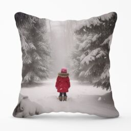 Warren Reed - Designer Little In The Snow Cushions in Red - Size: 60 cm x 60 cm - thumbnail 1