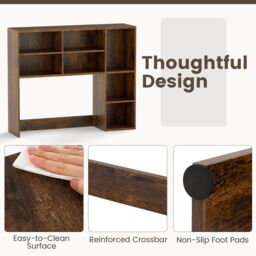 Gymax Desktop Bookshelf Desk Hutch With 3 Adjustable Shelves For Study Room in Brown - thumbnail 6