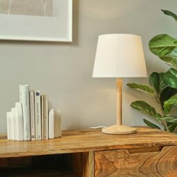 ValueLights Triston Light Natural Wood Table Lamp in Brown - thumbnail 1