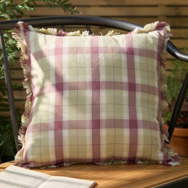 Voyage Maison Arrochar Tartan Woven Indoor/Outdoor Cushion in Purple - Size: 50 cm x 50 cm - image 1