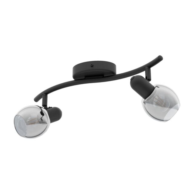 Loops Flush Ceiling Light Black Shade Black Transparent Glass Vaporized Bulb E14 2x28W - image 1
