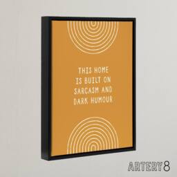 "Artery8 This Home Is Built On Sarcasm & Dark Humour Framed Canvas Art Print in Brown - Size: W12"" x H16""" - thumbnail 2