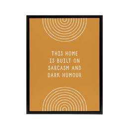 "Artery8 This Home Is Built On Sarcasm & Dark Humour Framed Canvas Art Print in Brown - Size: W12"" x H16""" - thumbnail 1