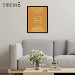 "Artery8 This Home Is Built On Sarcasm & Dark Humour Framed Canvas Art Print in Brown - Size: W12"" x H16""" - thumbnail 3