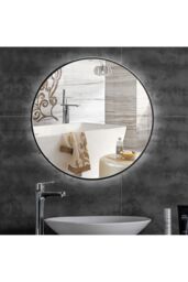Living and Home 60cm Nordic Black Round Wall Mirror - thumbnail 5
