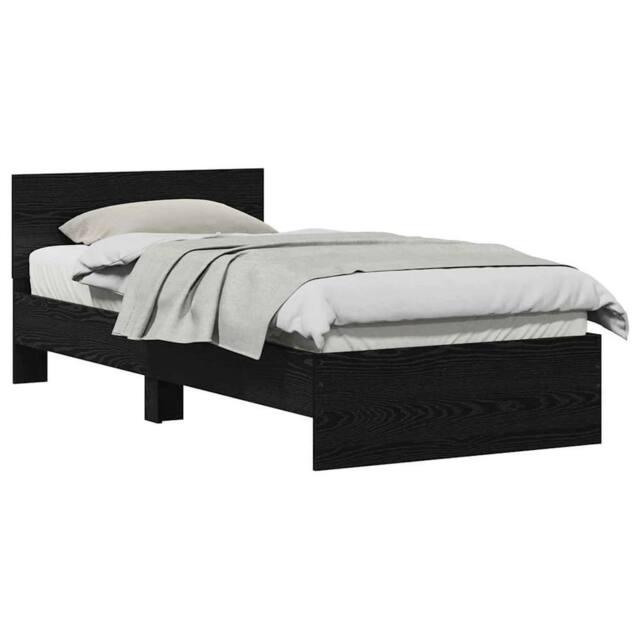 Berkfield Home Modern Bed Frame with Headboard Black Oak 90x200 cm Engineered Wood - image 1