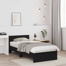 Berkfield Home Modern Bed Frame with Headboard Black Oak 90x200 cm Engineered Wood - thumbnail 4
