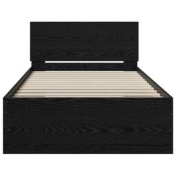 Berkfield Home Modern Bed Frame with Headboard Black Oak 90x200 cm Engineered Wood - thumbnail 5